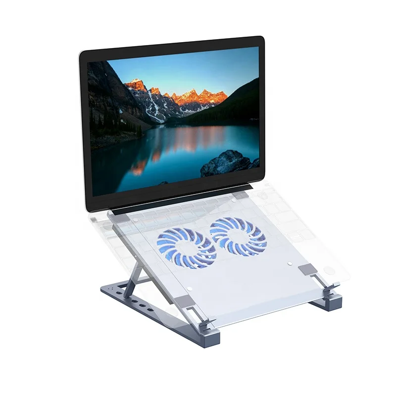 

Laptop fan stand folding adjustable portable tablet stand with fan notebook cooler Holder, Silver/gray/black
