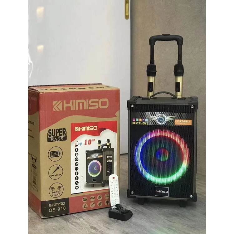 

QS-910 Amazon Boombox KIMISO Double 10inch Horn Speaker Big Bass Speaker With Double Wireless Microphone
