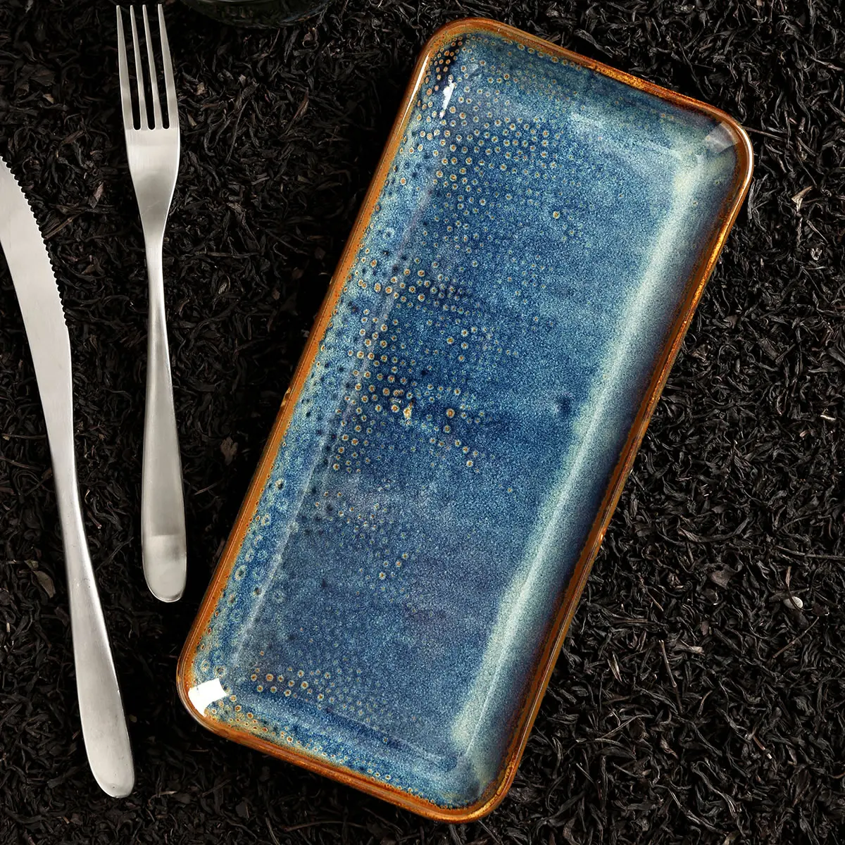 

Factory direct wholesale nordic restaurant ceramic blue rectangle plate,hotel porcelain rectangular sushi plate