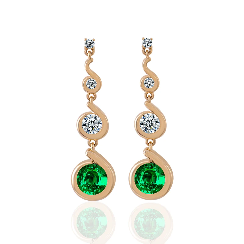 

18K Real Gold Yellow Fine Jewelry 1.6Carat Green Lab Emerald & VVS1 Moissanite Diamond Drop Earrings for Party Wear