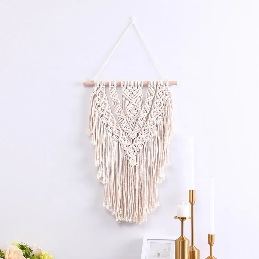 

Woven Macrame Rope Wall Hanging Tapestry, Picture show or customized color