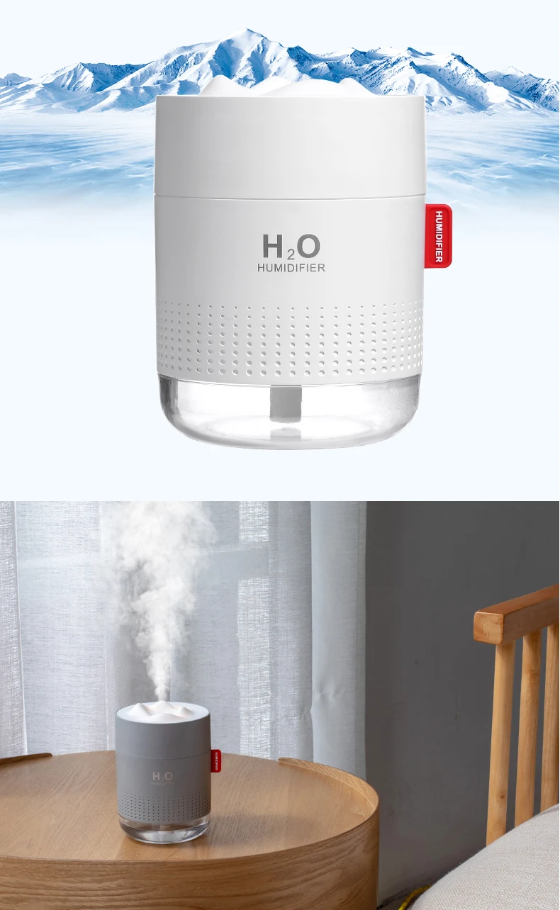 Battery 500ml Snow Mountain Usb Ultrasonic Air Humidifier Aroma ...