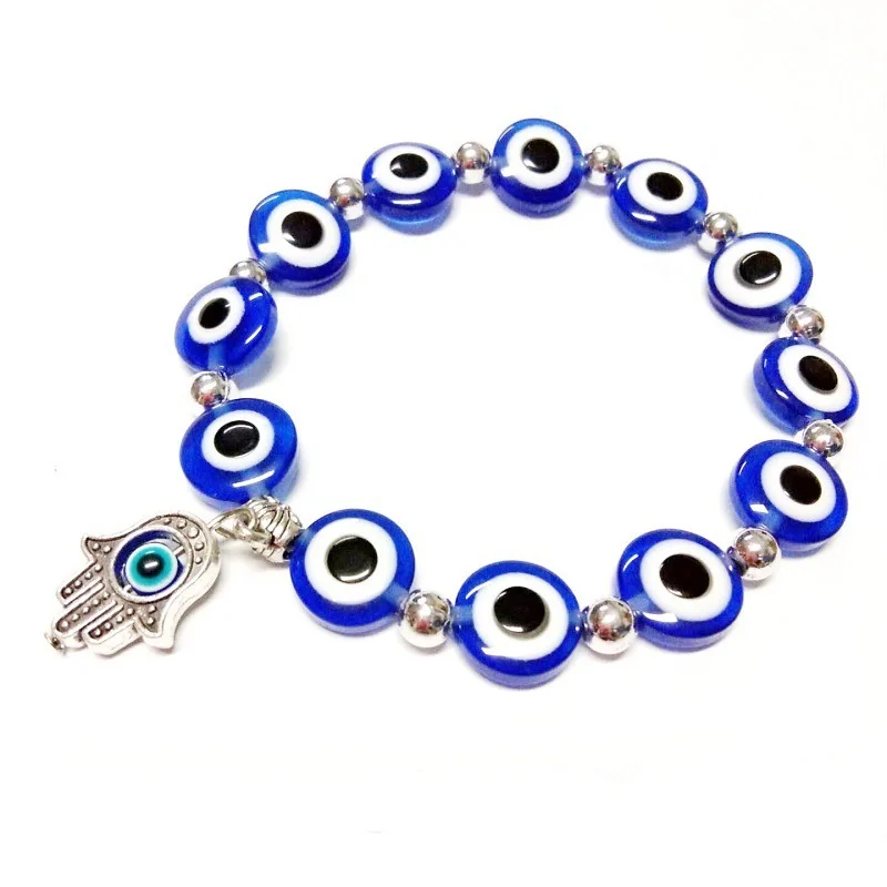 

Evil Eye Bracelet Blue Evil Eye Beaded Fatima Palm Hamsa Hand Demon Eyes Turkish Nazar Amulet Wholesale, Multi