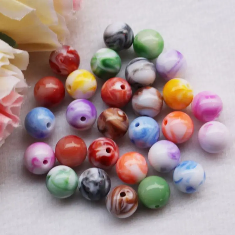 

Wholesale Novel Design  Round Mix Colors Cheap Plastic Beads for Decoration Accessories, Various(can select)