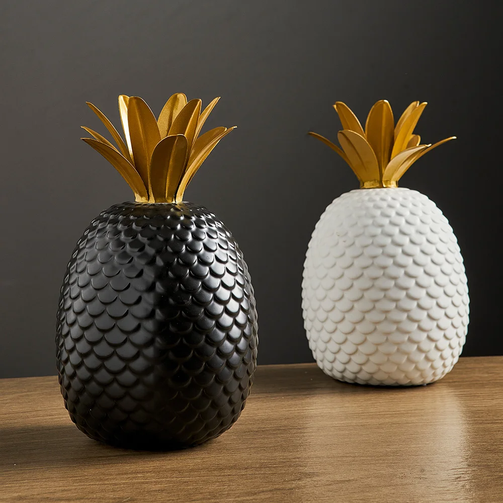 

Modern home decoration sculpture light luxury ceramic scaly pineapple ornament