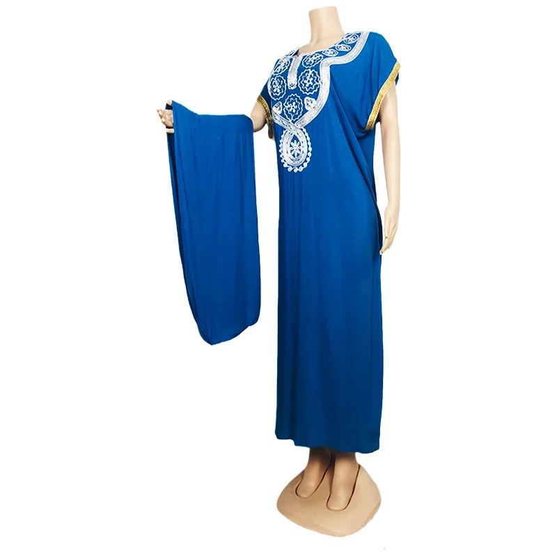 

Black robe women's African long mid waist long skirt Muslim embroidery dress