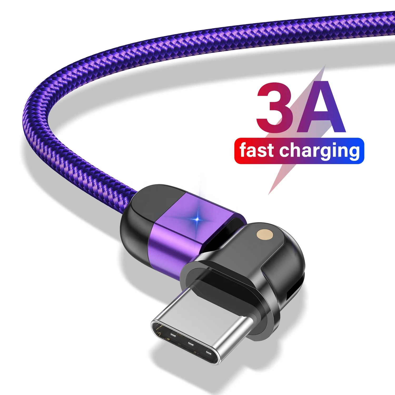 

USLION 2M 6.6ft 3A Micro USB Type C Cable 180 Degree Rotate Fast Charging Charging Cable Data Line For HUAWEI P20/P40, Black/red/silver/purple