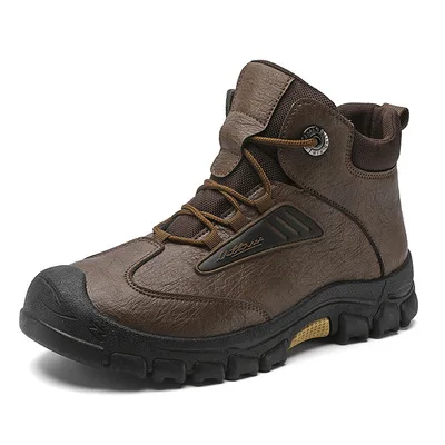 

Wholesale microfiber leather solid color men hiking shoes 2022 new fashion casual outdoor men hiking boot, Black brown