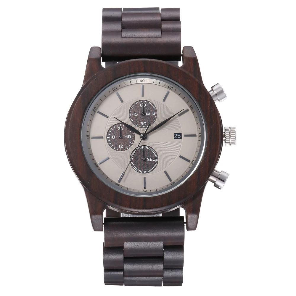 

Classic Black And White Men Watches Natural Wood Watch Ebony Wrist Watches