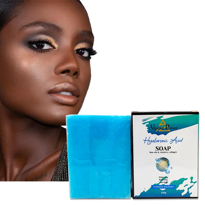 Private Label LANORIENT Natural Organic Vitamin E Blue NILA Skin Moisturizing Lightening Handmade Soap