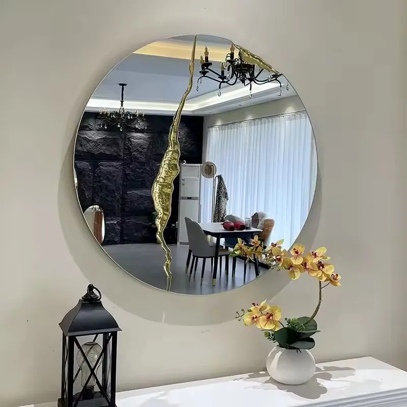 90cm New Dropshipping Products Large Wall Bedroom High Gloss Gold Mirrors Bathroom Home Luxury Art House Decoration Modern DDP