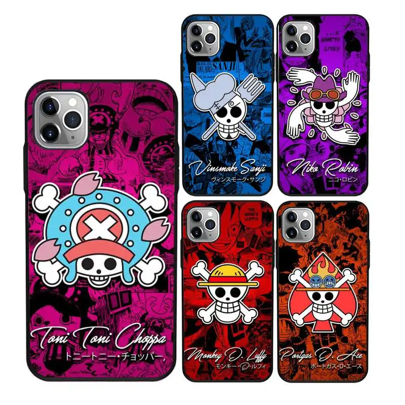 

Anime One Piece tpu mobile phone case for iPhone 12 11Pro Max 11 X XS XR XS MAX 8plus 8 7plus 7 6plus 6 5 5E case, Black