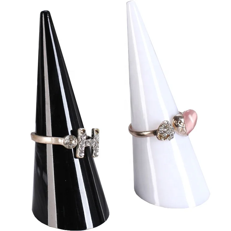 

Fashion popular mini clear Plastic cone jewelry ring display stands, Transparent,black,white