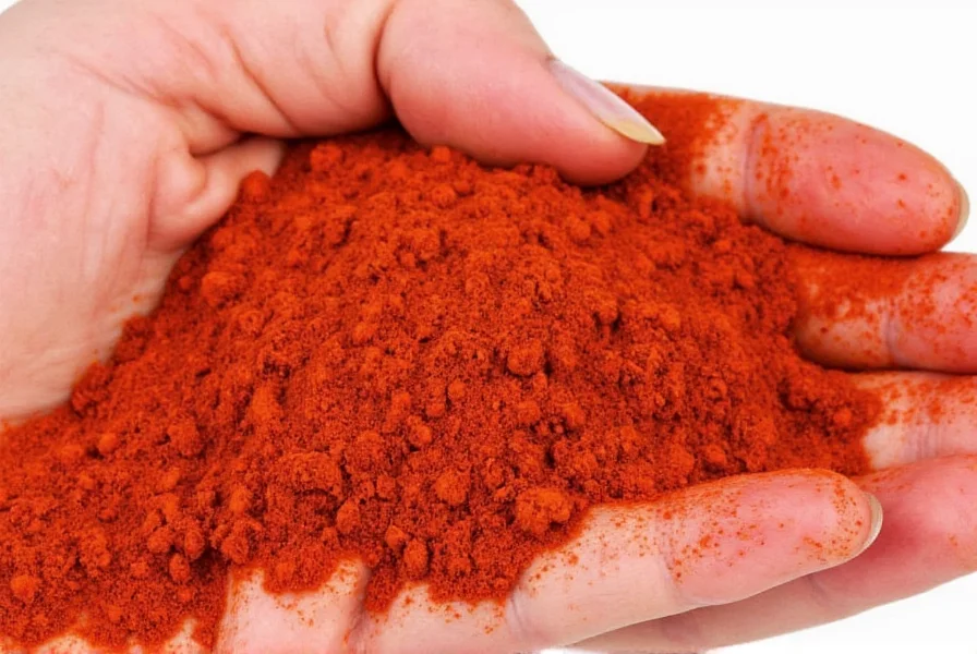 Close-up of various red peppers used for paprika production arranged on wooden table