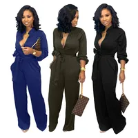 

2019 Antumn/Winter Women Casual Clothing Women Sexy Stylish Belt Jumpsuit
