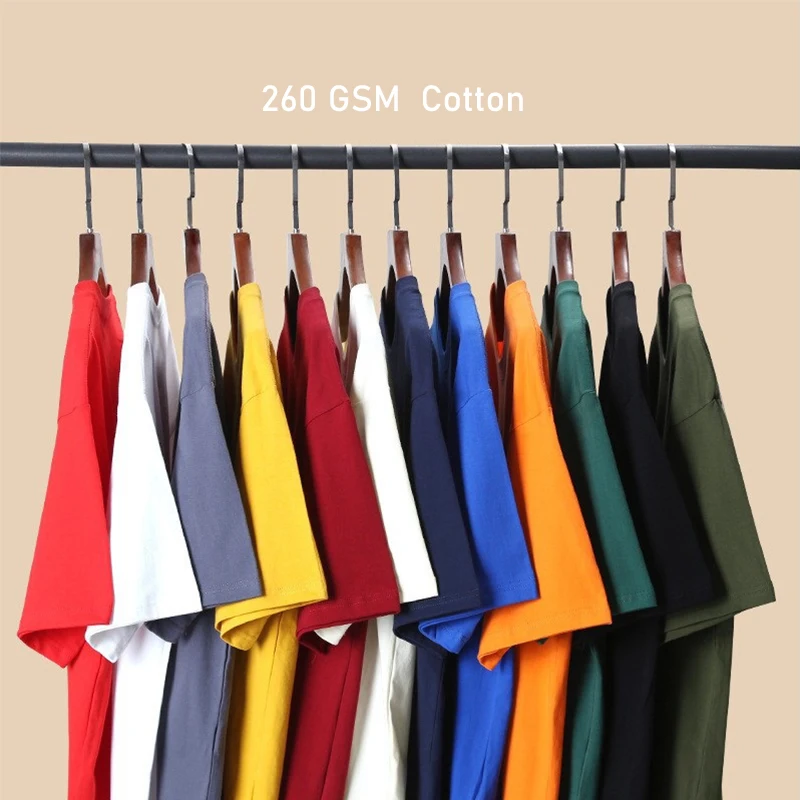 Men Plain Tees Normal Fit Cotton Fashion 260GSM Heavy Custom LOGO Material Men Plus Size Top Short Sleeve Wholesale T Sshirts