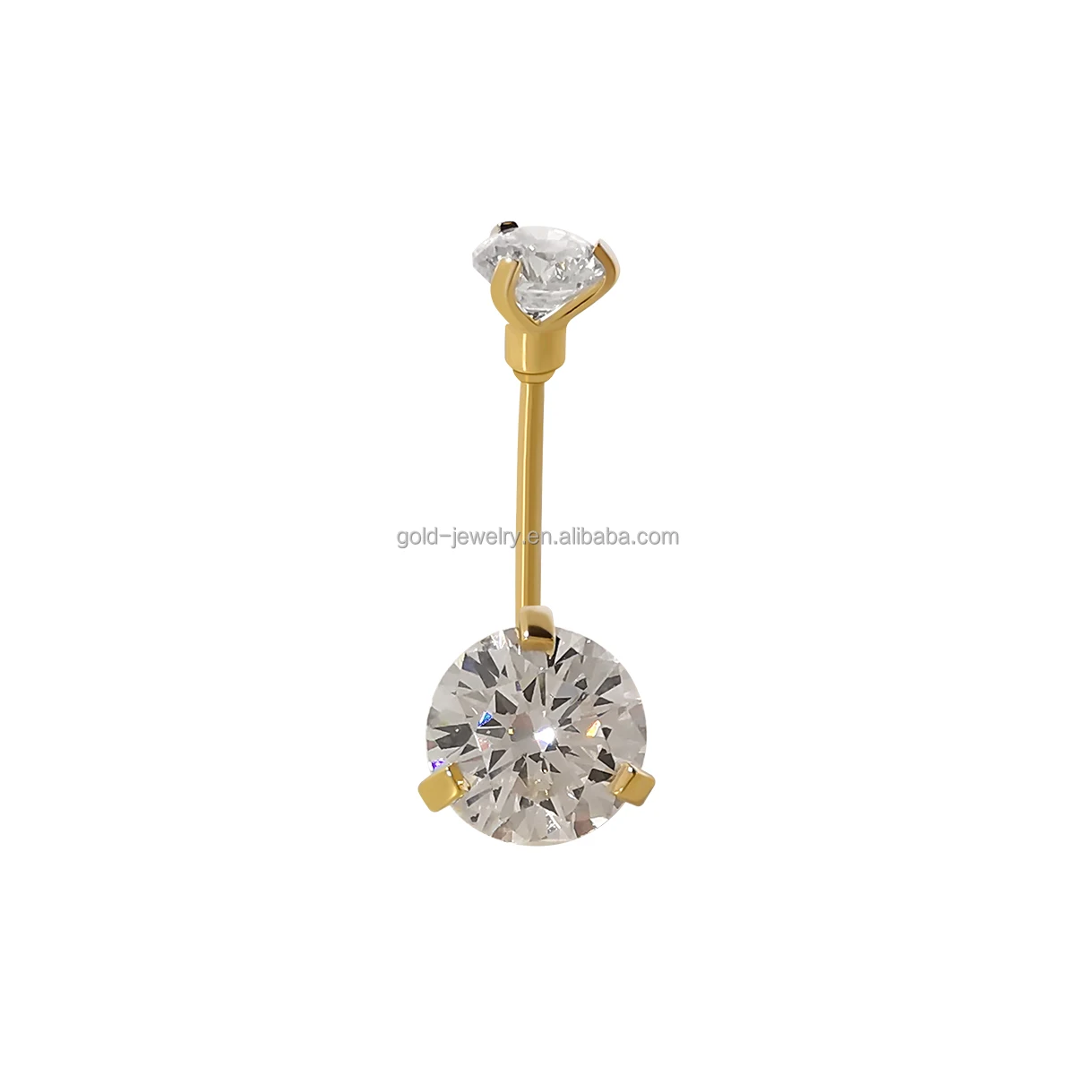 

Wholesale 14K Real Gold Fine Jewelry Piercing Cubic Zircon Belly Button Ring Body Jewelry Hot Selling