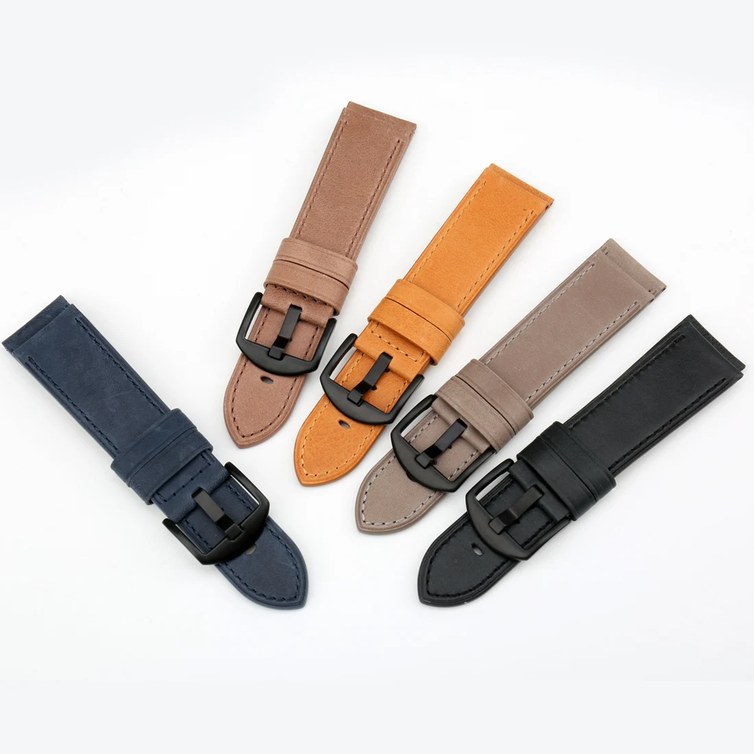 

Amazon Hot Seller Watch Accessories Watch Strap Genuine Leather Man Watch Wrist Bracelets Black Watchband  Watch Bands, Blue, black, brown, orange, grey