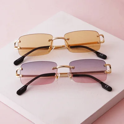 

Vintage Fashion Newest Rimless Ocean Lens Women Men Sunglasses 2021