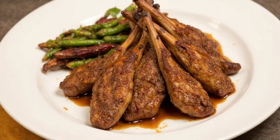 Pork chop glazed with balsamic, paprika, and thyme