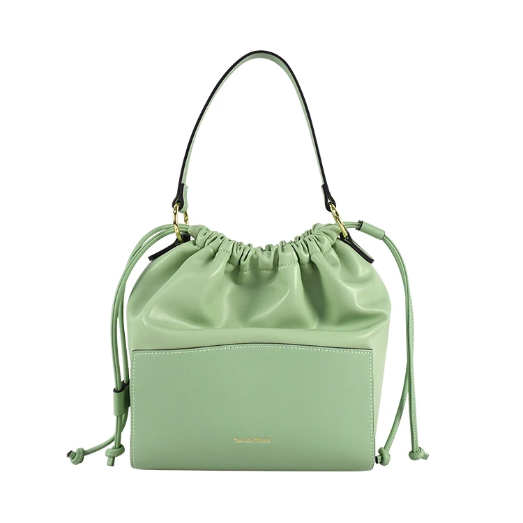 

Custom Smooth Leather PU Bucket Ladies Hand Bag Women Handbag