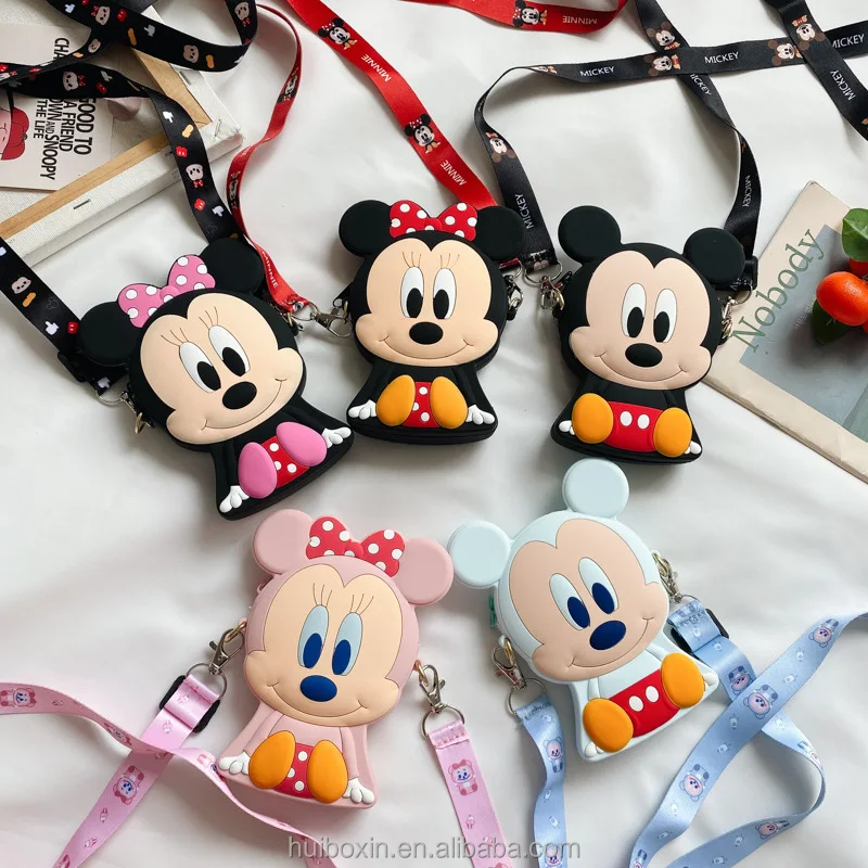 

silicone cartoon character crossbody shoulder bag wallet mickey minnie mouse handbag coin purse