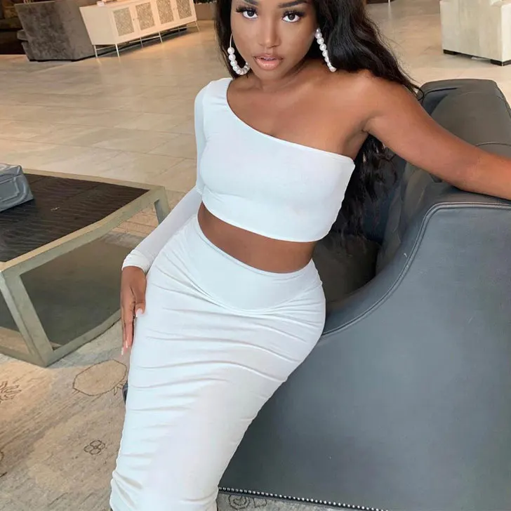 

FS3052A Fashion crop tops and skirt fall clothing for women