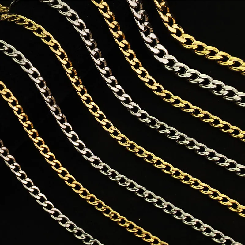 

Wholesale custom jewelry 4mm-8mm men's and women's necklaces chain 18k gold plated filled stainless steel thick Nk Figaro chain