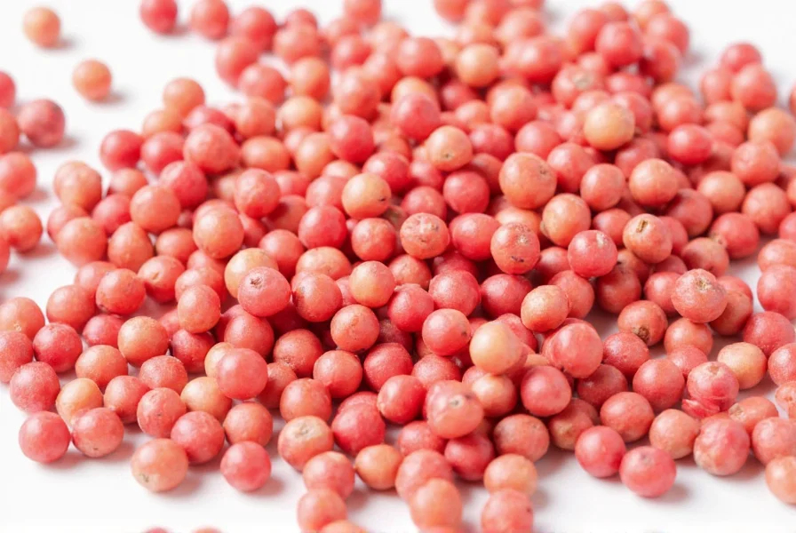 Pink peppercorns used in a cocktail garnish