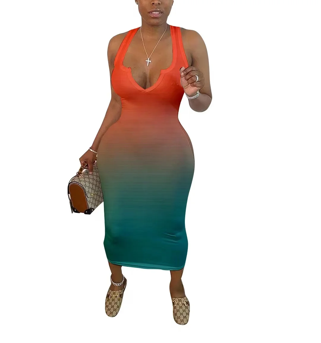 

tie dye knitted oversized long dress women dip dye plus size summer night party bodycon sexy dresses 2xl 3xl 4xl 2021 bodycon