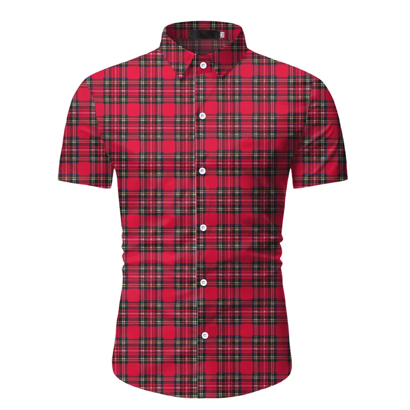 

Wholesale low price summer men's short sleeve shirt leisure plaid business dress shirt, Picture shows