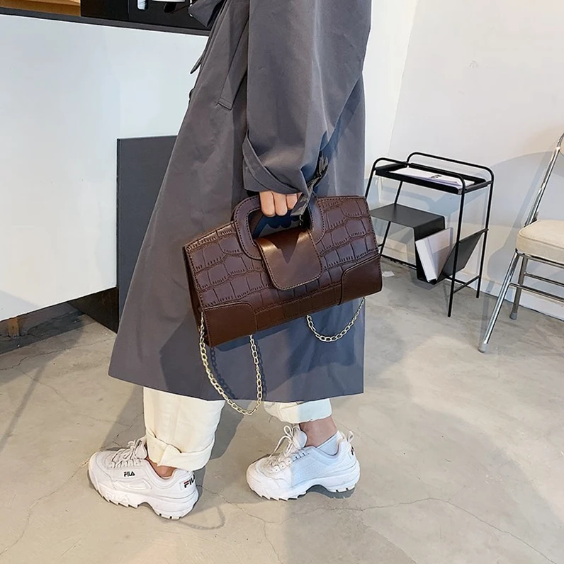 

XP1165 French crocodile pattern chain underarm bag atmospheric diagonal handbag