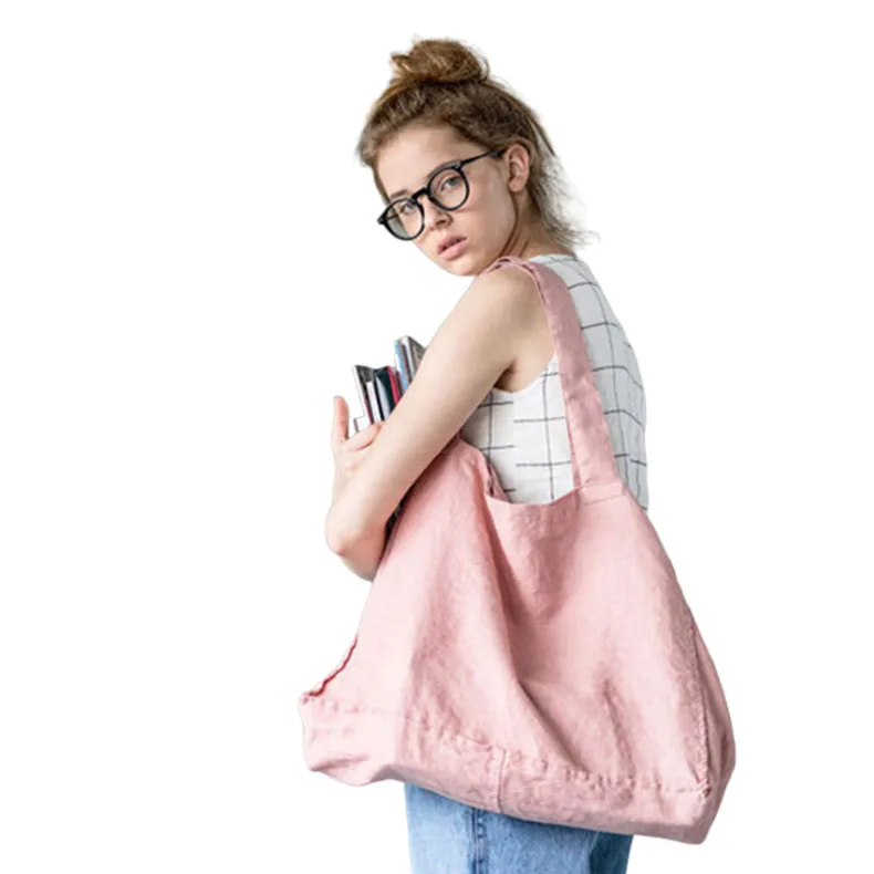 

Linen Tote Shopping Bag Linen Shoulder Gift Undyed Linen Bag, Customized color