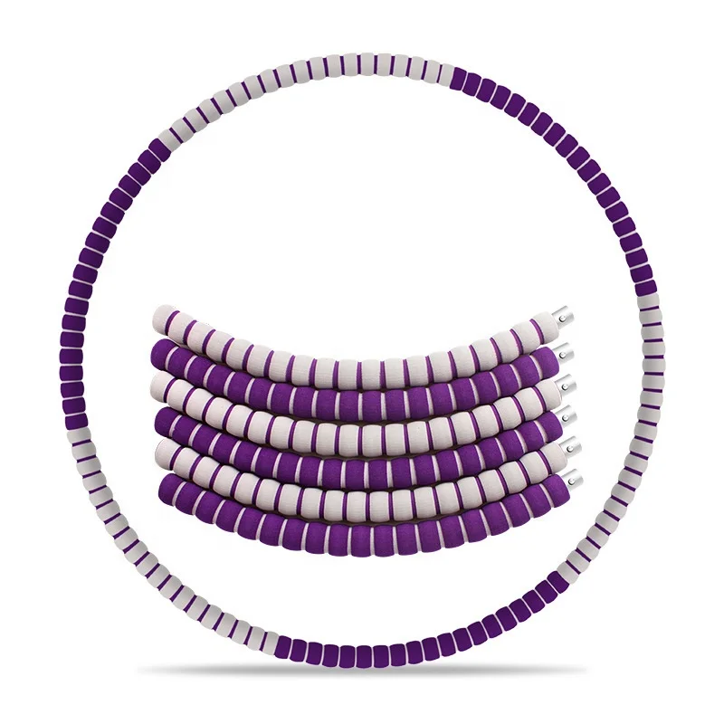 

RTS 6 Section PRT Detachable Fitness Hula-Hoop Circle Weighted Exercise Adjustable Hula Ring Hoop, Purple-gray