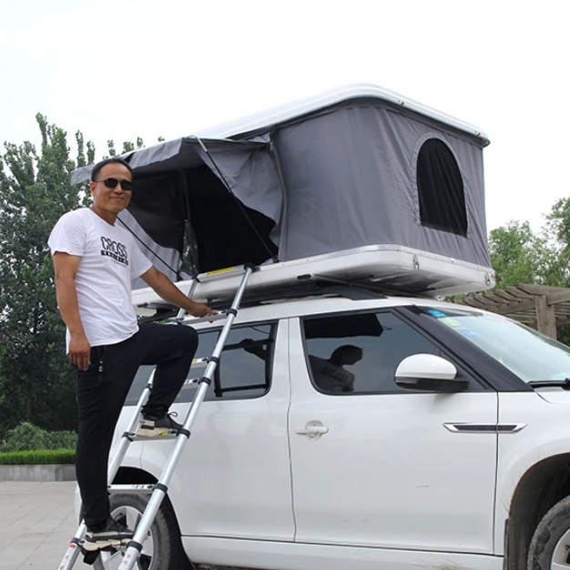

Beige White Black Shell Pop Up Roof Tent Universal Roof Tent for Cars Trucks SUVs Camping Travel Mobile Roof Tent