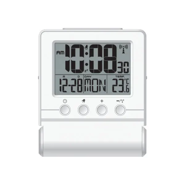 

White Electric Wave CE Mini Folding Travel Alarm Clock, White, custom