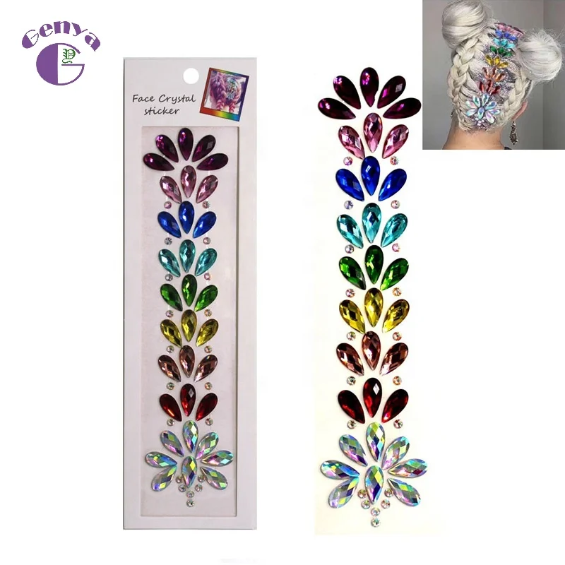 

Genya Fashion Rhinestone Head Tattoo Stickers Crystal Face Jewelry Eco-friendly Stones For Party, Assorted