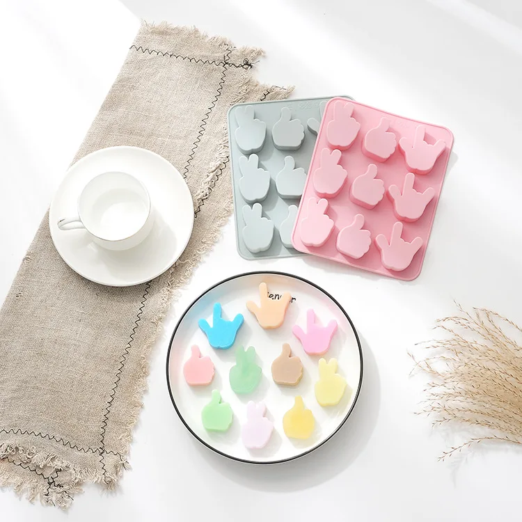 

BPA FREE Non-Stick Food Grade Creative Gesture Pattern Silicone Baking Mold Ice Tray Chocolate Mold Cake Mold, 2 colors