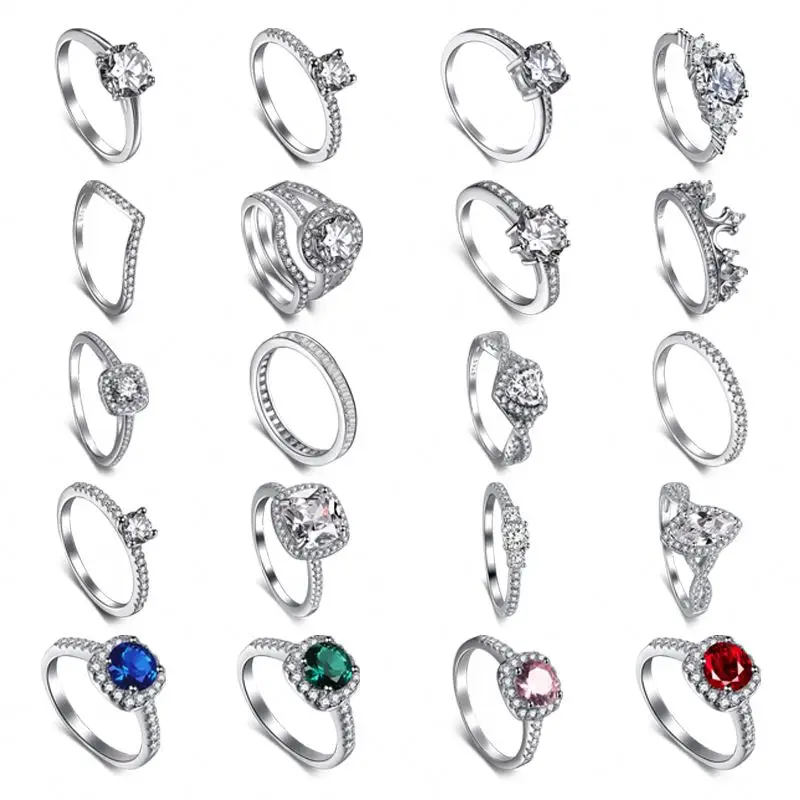 

Dylam 2021 New Delivery Women Gift White Gold Color Egagement Jewelry Couple Ring Box Set Wedding Ring Silver 925