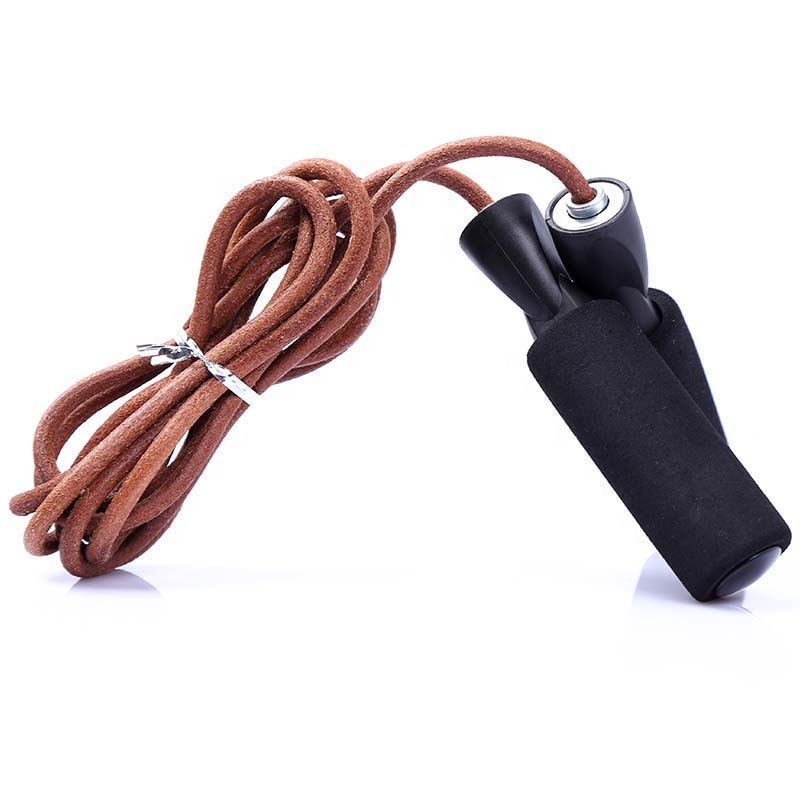 

New Design Kids Custom Logo Professional Foam High Quality Exercise Adjustable Leather Fitness Skip Jump Rope, Black
