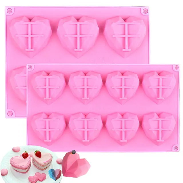 

Large 3D Diamond Heart Shape Silicon moulds Alphabet Ice Cube Mold for Baking Silicone Chocolate Cake Molds, Pink,blue,white,customized color