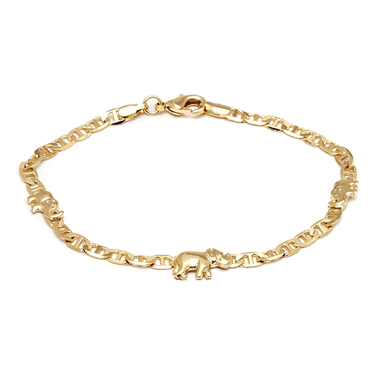 

hot sell 14k gold plated cuban link elephant anklets bracelet for women