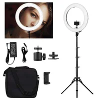 

Travor RL-18A BiColor Dimmable ring light 55w with carry bag 512pcs led beads photography ringlight lamp for makeup & 2m Tripod