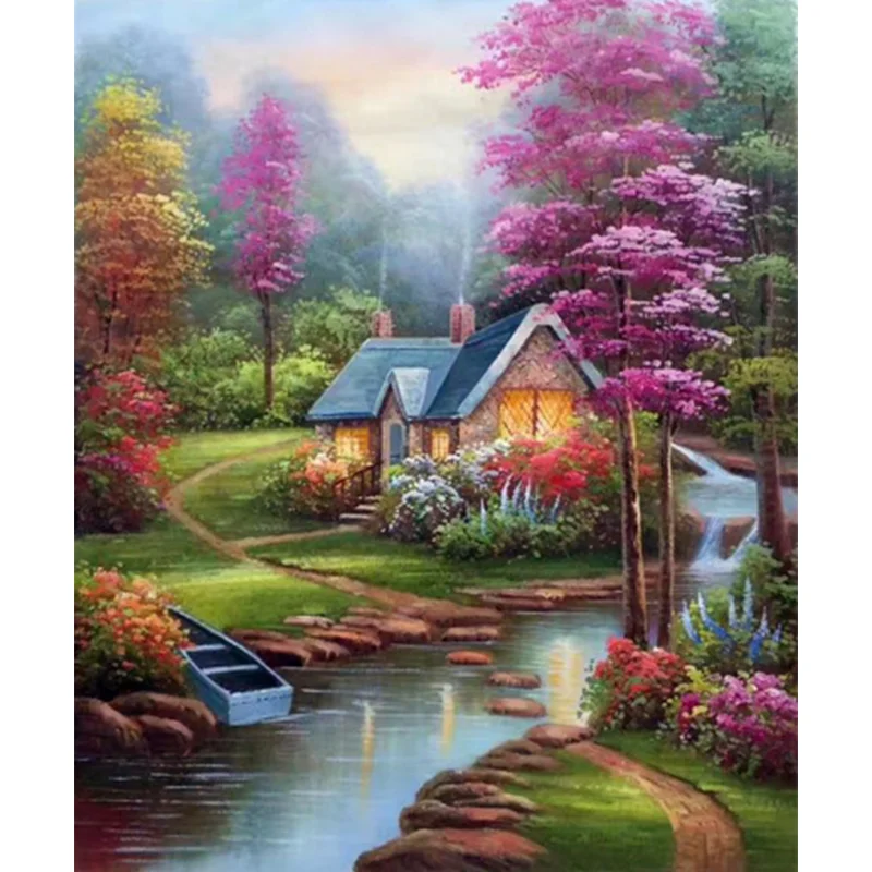 

Good Price Huacan 5d Diamond Art Painting Kits Waterfall Landscape Wholesale Diamond Mosaic Full Summer Modern Fashion