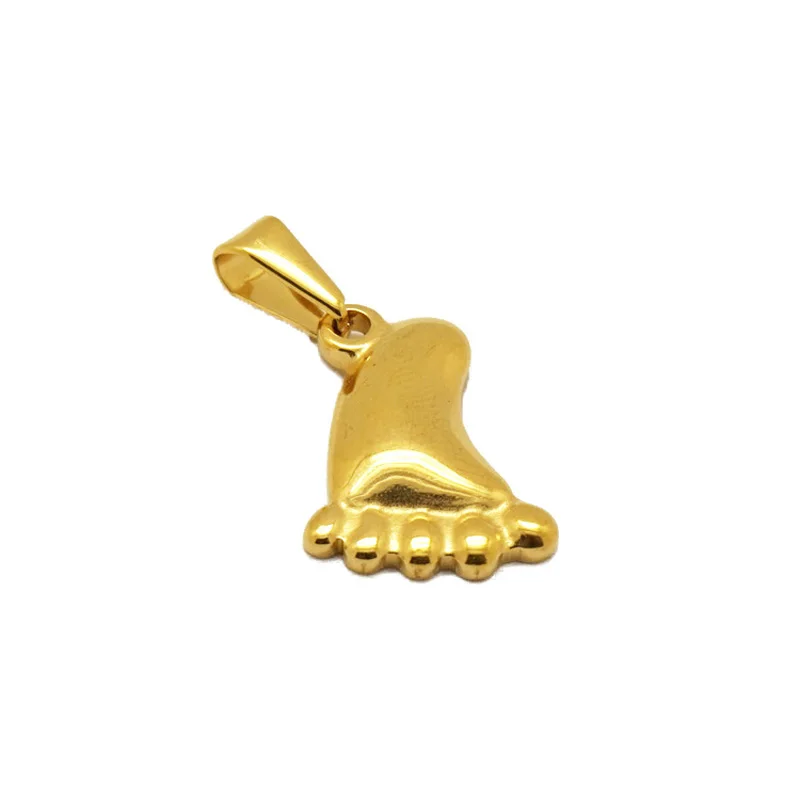 

Olivia custom jewelry accessories 316 stainless steel gold colormother child footprint necklace baby foot charm pendant