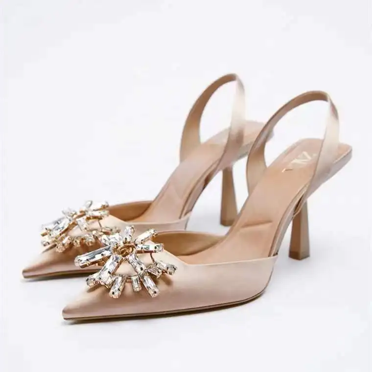

Women's high heels rhinestones with pointed shoes women's new head shallow mouth with fashion sandals