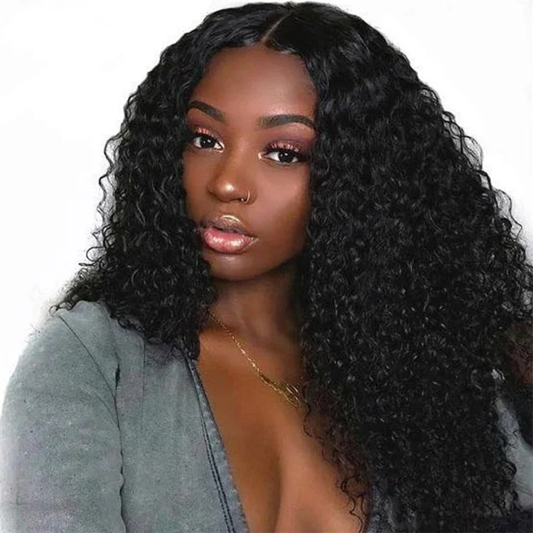 

Fashionable Natural Black Color Brazilian Hair 13*4 Lace 20 Inches Jerry Curly Human Hair Wig with Baby Hair