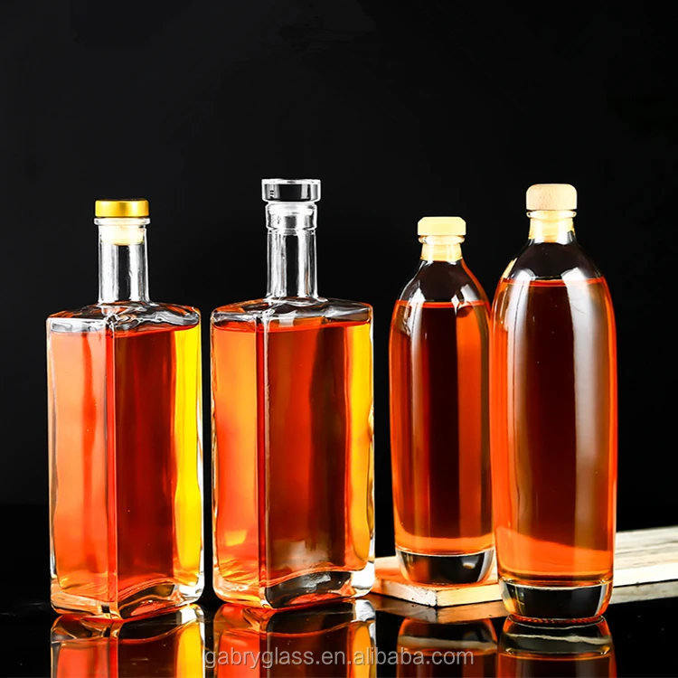 
Wholesale Logo Printing Clear 500ml 750ml Spirit Bottle Square 
