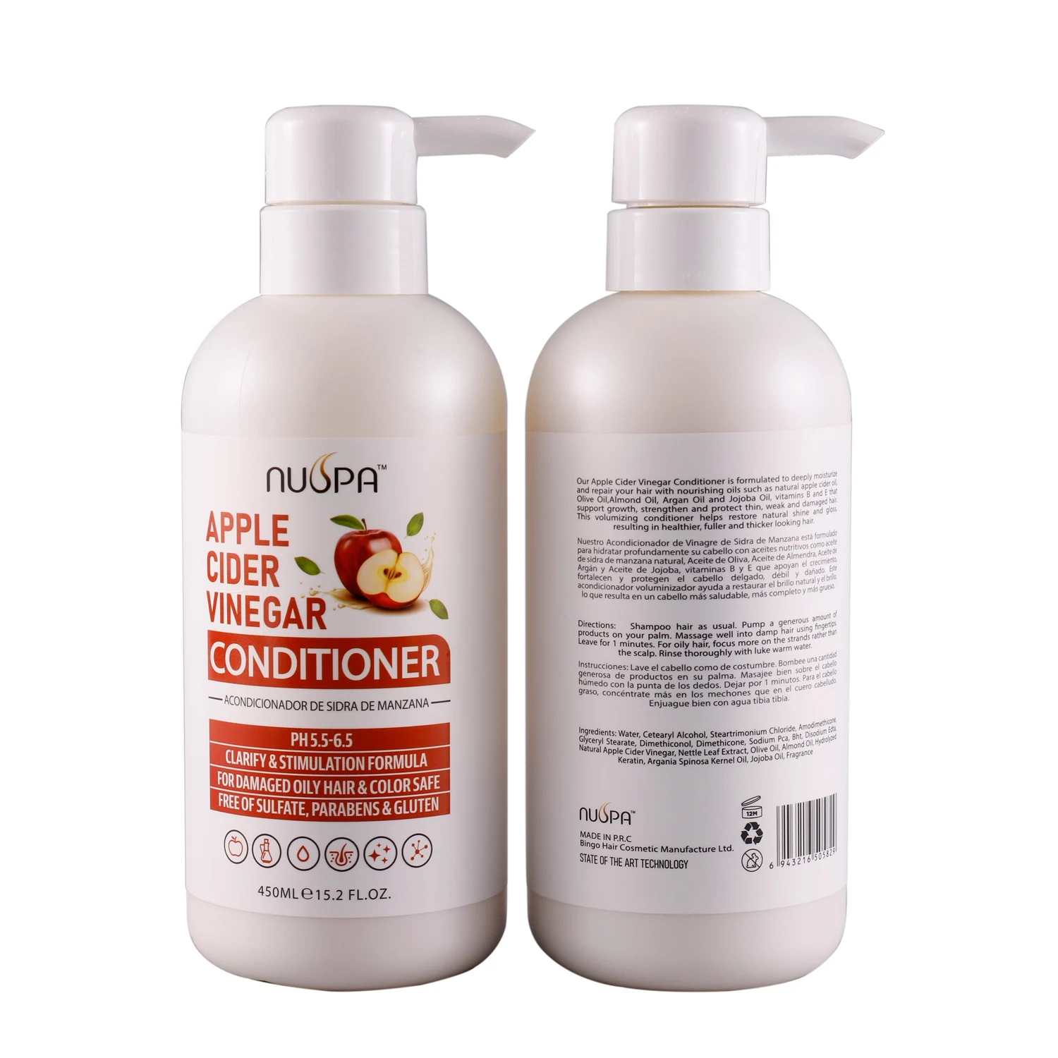 

2020 New Arrival NUSPA Apple Cider Vinegar Shampoo Organic Clarifying Refreshing Shampoo Balance PH Level OEM/ODM