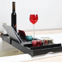 

Bamboo Bathtub Tray Bath Table ,Cellphone Tray and Wineglass Holder black